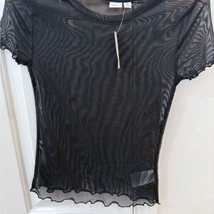 GAP Black Sheer Mesh Short Sleeve Top